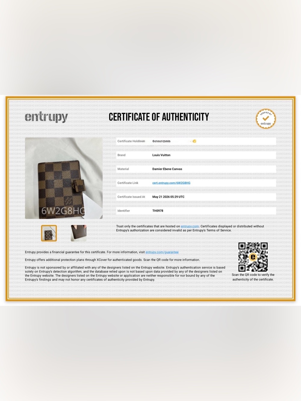 Louis Vuitton Damier Ebene Snap Close Card Holder w/LV Box and Entrupy COA - Picture 16 of 16